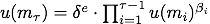 u(m_) = ^e(i = 1 to -1) u(m_i)^{_i}